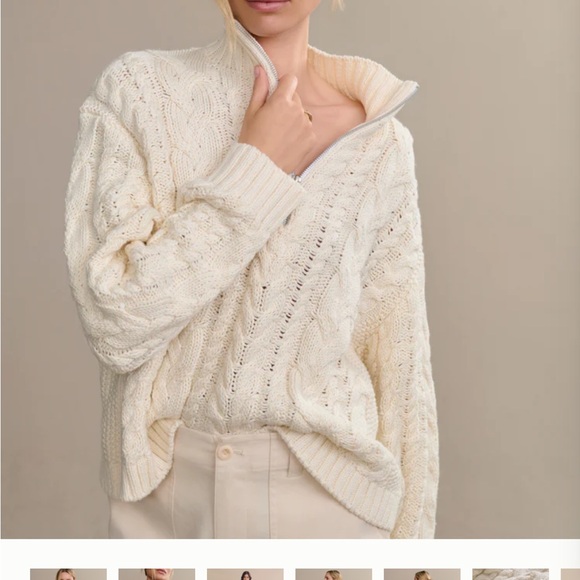 Jenni Kayne Cotton Cable Half Zip - Picture 2 of 3